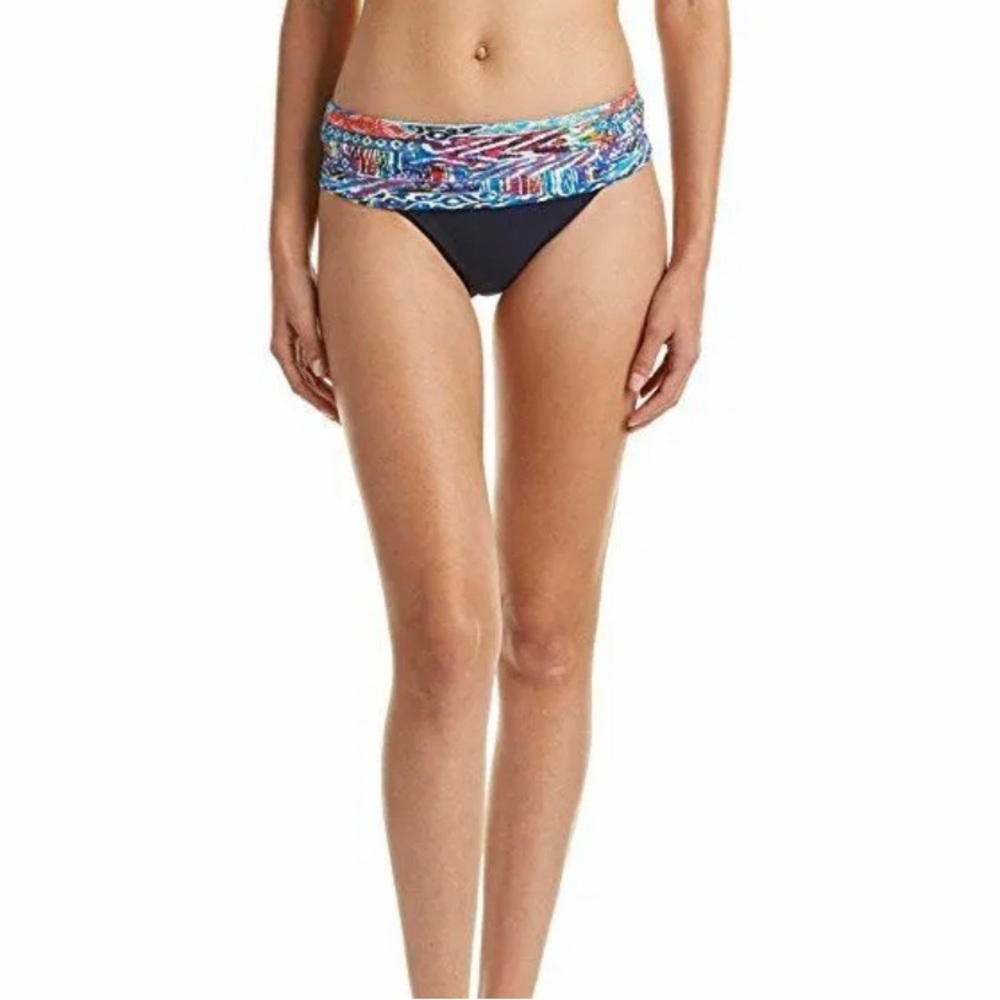 PROFILE BY GOTTEX WOMEN'S BANDED HIPSTER BIKINI BOTTOM NAVY MULTICOLOR 10